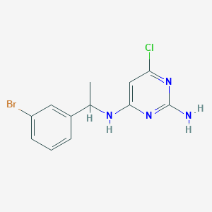 molecular formula C12H12BrClN4 B6643457 4-N-[1-(3-bromophenyl)ethyl]-6-chloropyrimidine-2,4-diamine 