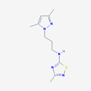 molecular formula C11H17N5S B6643525 N-[3-(3,5-dimethylpyrazol-1-yl)propyl]-3-methyl-1,2,4-thiadiazol-5-amine 