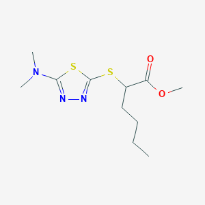 molecular formula C11H19N3O2S2 B6643538 Methyl 2-[[5-(dimethylamino)-1,3,4-thiadiazol-2-yl]sulfanyl]hexanoate 