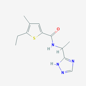 molecular formula C12H16N4OS B6643551 5-ethyl-4-methyl-N-[1-(1H-1,2,4-triazol-5-yl)ethyl]thiophene-2-carboxamide 