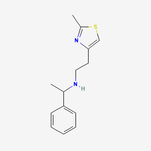 molecular formula C14H18N2S B6643554 N-[2-(2-methyl-1,3-thiazol-4-yl)ethyl]-1-phenylethanamine 