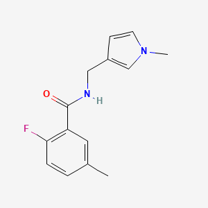 molecular formula C14H15FN2O B6643562 2-fluoro-5-methyl-N-[(1-methylpyrrol-3-yl)methyl]benzamide 