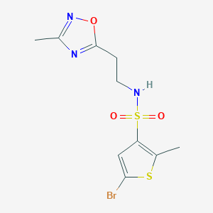 molecular formula C10H12BrN3O3S2 B6643592 5-bromo-2-methyl-N-[2-(3-methyl-1,2,4-oxadiazol-5-yl)ethyl]thiophene-3-sulfonamide 