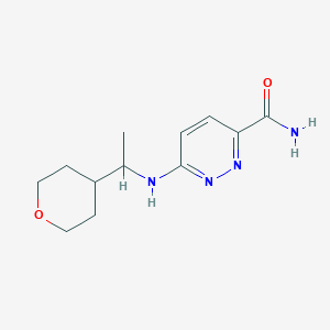 molecular formula C12H18N4O2 B6643615 6-[1-(Oxan-4-yl)ethylamino]pyridazine-3-carboxamide 