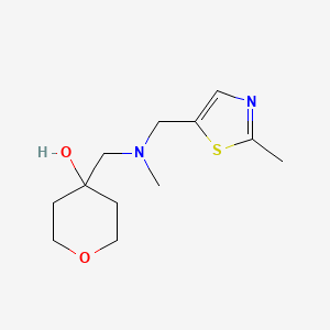 molecular formula C12H20N2O2S B6643672 4-[[Methyl-[(2-methyl-1,3-thiazol-5-yl)methyl]amino]methyl]oxan-4-ol 