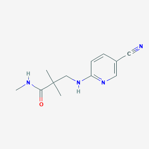 molecular formula C12H16N4O B6643691 3-[(5-cyanopyridin-2-yl)amino]-N,2,2-trimethylpropanamide 