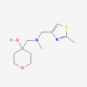 molecular formula C12H20N2O2S B6643693 4-[[Methyl-[(2-methyl-1,3-thiazol-4-yl)methyl]amino]methyl]oxan-4-ol 