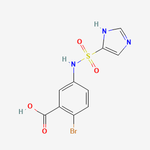 molecular formula C10H8BrN3O4S B6643698 2-bromo-5-(1H-imidazol-5-ylsulfonylamino)benzoic acid 