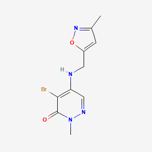 molecular formula C10H11BrN4O2 B6643735 4-Bromo-2-methyl-5-[(3-methyl-1,2-oxazol-5-yl)methylamino]pyridazin-3-one 