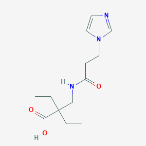 molecular formula C13H21N3O3 B6643757 2-Ethyl-2-[(3-imidazol-1-ylpropanoylamino)methyl]butanoic acid 
