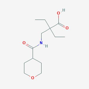 molecular formula C13H23NO4 B6643764 2-Ethyl-2-[(oxane-4-carbonylamino)methyl]butanoic acid 