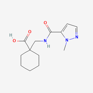 molecular formula C13H19N3O3 B6643771 1-[[(2-Methylpyrazole-3-carbonyl)amino]methyl]cyclohexane-1-carboxylic acid 