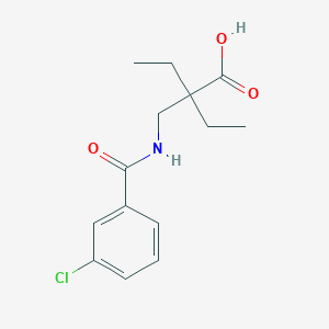 molecular formula C14H18ClNO3 B6643779 2-[[(3-Chlorobenzoyl)amino]methyl]-2-ethylbutanoic acid 