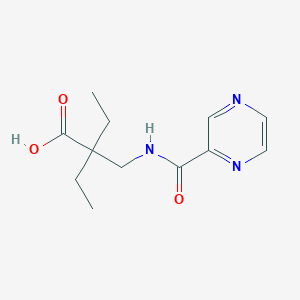 molecular formula C12H17N3O3 B6643785 2-Ethyl-2-[(pyrazine-2-carbonylamino)methyl]butanoic acid 