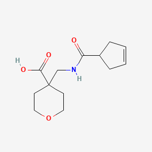 molecular formula C13H19NO4 B6643835 4-[(Cyclopent-3-ene-1-carbonylamino)methyl]oxane-4-carboxylic acid 