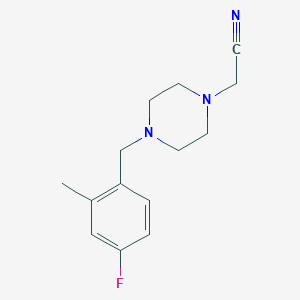 molecular formula C14H18FN3 B6643995 2-[4-[(4-Fluoro-2-methylphenyl)methyl]piperazin-1-yl]acetonitrile 