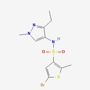 molecular formula C11H14BrN3O2S2 B6644003 5-bromo-N-(3-ethyl-1-methylpyrazol-4-yl)-2-methylthiophene-3-sulfonamide 