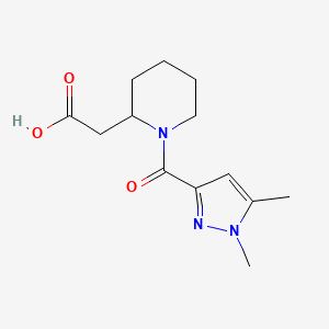 molecular formula C13H19N3O3 B6644084 2-[1-(1,5-Dimethylpyrazole-3-carbonyl)piperidin-2-yl]acetic acid 