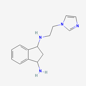 molecular formula C14H18N4 B6644113 3-N-(2-imidazol-1-ylethyl)-2,3-dihydro-1H-indene-1,3-diamine 