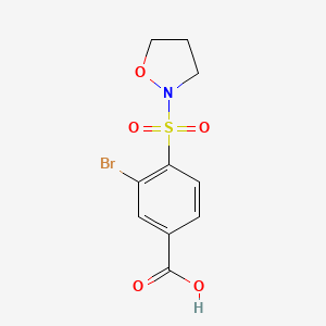 molecular formula C10H10BrNO5S B6644131 3-Bromo-4-(1,2-oxazolidin-2-ylsulfonyl)benzoic acid 