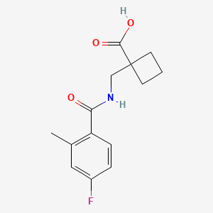molecular formula C14H16FNO3 B6644157 1-[[(4-Fluoro-2-methylbenzoyl)amino]methyl]cyclobutane-1-carboxylic acid 