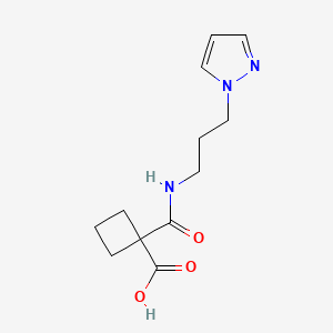 molecular formula C12H17N3O3 B6644187 1-(3-Pyrazol-1-ylpropylcarbamoyl)cyclobutane-1-carboxylic acid 