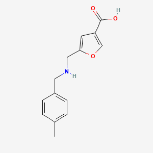 molecular formula C14H15NO3 B6644244 5-[[(4-Methylphenyl)methylamino]methyl]furan-3-carboxylic acid 