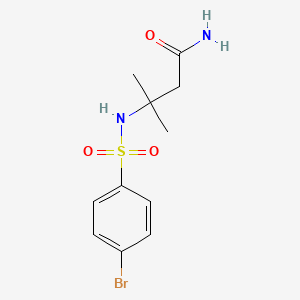 molecular formula C11H15BrN2O3S B6644247 3-[(4-Bromophenyl)sulfonylamino]-3-methylbutanamide 