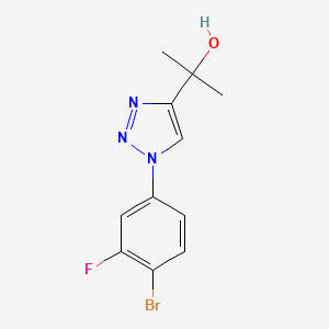 molecular formula C11H11BrFN3O B6644323 2-[1-(4-Bromo-3-fluorophenyl)triazol-4-yl]propan-2-ol 