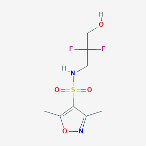 molecular formula C8H12F2N2O4S B6644333 N-(2,2-difluoro-3-hydroxypropyl)-3,5-dimethyl-1,2-oxazole-4-sulfonamide 