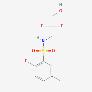 molecular formula C10H12F3NO3S B6644342 N-(2,2-difluoro-3-hydroxypropyl)-2-fluoro-5-methylbenzenesulfonamide 
