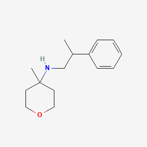 4-methyl-N-(2-phenylpropyl)oxan-4-amine