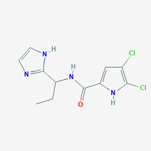 molecular formula C11H12Cl2N4O B6644421 4,5-dichloro-N-[1-(1H-imidazol-2-yl)propyl]-1H-pyrrole-2-carboxamide 