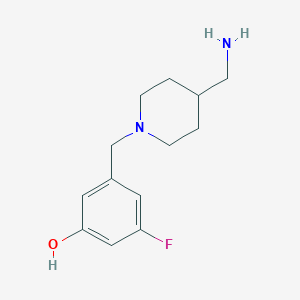 molecular formula C13H19FN2O B6644433 3-{[4-(Aminomethyl)piperidin-1-yl]methyl}-5-fluorophenol 