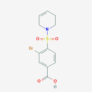 molecular formula C12H12BrNO4S B6644511 3-bromo-4-(3,6-dihydro-2H-pyridin-1-ylsulfonyl)benzoic acid 