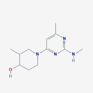 molecular formula C12H20N4O B6644556 3-Methyl-1-[6-methyl-2-(methylamino)pyrimidin-4-yl]piperidin-4-ol 