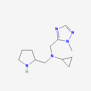 molecular formula C12H21N5 B6644614 N-[(2-methyl-1,2,4-triazol-3-yl)methyl]-N-(pyrrolidin-2-ylmethyl)cyclopropanamine 