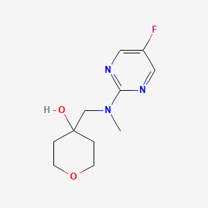 molecular formula C11H16FN3O2 B6644627 4-[[(5-Fluoropyrimidin-2-yl)-methylamino]methyl]oxan-4-ol 
