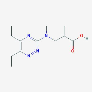 molecular formula C12H20N4O2 B6644642 3-[(5,6-Diethyl-1,2,4-triazin-3-yl)-methylamino]-2-methylpropanoic acid 