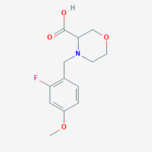molecular formula C13H16FNO4 B6644693 4-[(2-Fluoro-4-methoxyphenyl)methyl]morpholine-3-carboxylic acid 