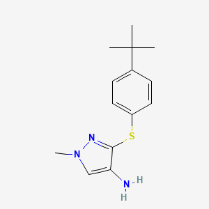 molecular formula C14H19N3S B6644701 3-(4-Tert-butylphenyl)sulfanyl-1-methylpyrazol-4-amine 