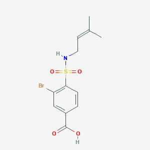 molecular formula C12H14BrNO4S B6644734 3-Bromo-4-(3-methylbut-2-enylsulfamoyl)benzoic acid 