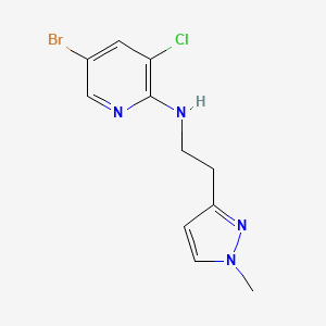 molecular formula C11H12BrClN4 B6644753 5-bromo-3-chloro-N-[2-(1-methylpyrazol-3-yl)ethyl]pyridin-2-amine 