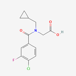 molecular formula C13H13ClFNO3 B6644792 2-[(4-Chloro-3-fluorobenzoyl)-(cyclopropylmethyl)amino]acetic acid 