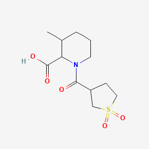 molecular formula C12H19NO5S B6644833 1-(1,1-Dioxothiolane-3-carbonyl)-3-methylpiperidine-2-carboxylic acid 