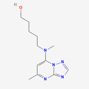 molecular formula C12H19N5O B6644895 5-[Methyl-(5-methyl-[1,2,4]triazolo[1,5-a]pyrimidin-7-yl)amino]pentan-1-ol 