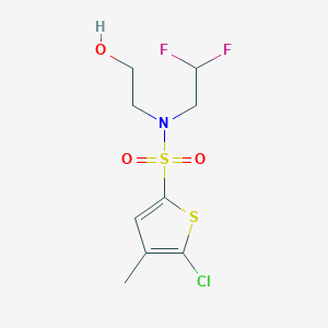 molecular formula C9H12ClF2NO3S2 B6644920 5-chloro-N-(2,2-difluoroethyl)-N-(2-hydroxyethyl)-4-methylthiophene-2-sulfonamide 
