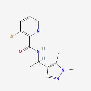 molecular formula C13H15BrN4O B6644938 3-bromo-N-[1-(1,5-dimethylpyrazol-4-yl)ethyl]pyridine-2-carboxamide 