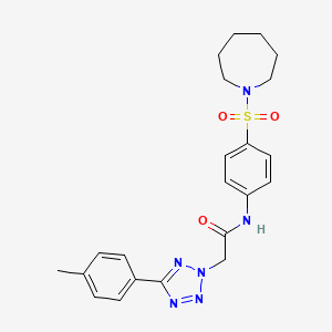 molecular formula C22H26N6O3S B6644941 N-[4-(azepan-1-ylsulfonyl)phenyl]-2-[5-(4-methylphenyl)tetrazol-2-yl]acetamide 