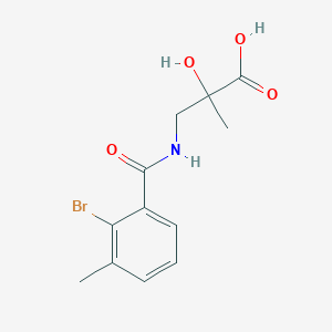 molecular formula C12H14BrNO4 B6644985 3-[(2-Bromo-3-methylbenzoyl)amino]-2-hydroxy-2-methylpropanoic acid 